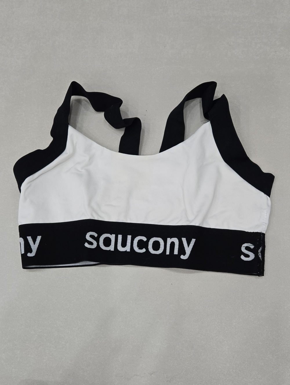 Saucony White and Black Logo Band Sports Bra Size S